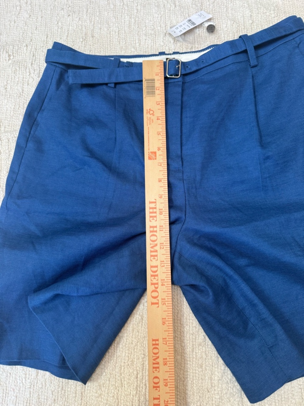 $128 J.CREW High Waisted Belted Linen Blend Pleated Shorts Blue Size 12 NWT - Picture 4 of 10